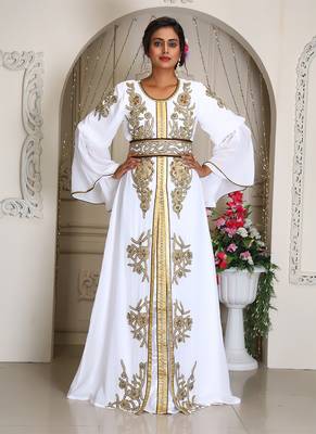 White wedding moroccan caftan arabic designer womens takchita kaftan 1