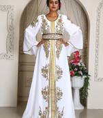 White wedding moroccan caftan arabic designer womens takchita kaftan