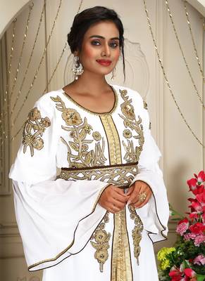 White wedding moroccan caftan arabic designer womens takchita kaftan 4