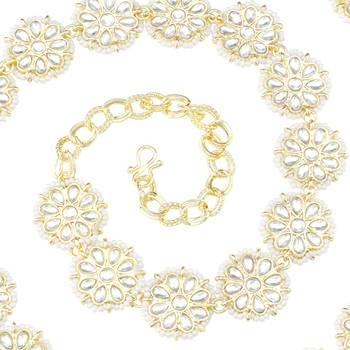 floral design kundan pearl adjustable kamarband/belly chain/kandora/wait belt 4