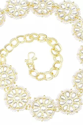 floral design kundan pearl adjustable kamarband/belly chain/kandora/wait belt