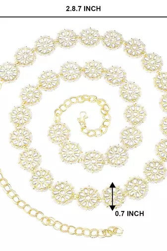 floral design kundan pearl adjustable kamarband/belly chain/kandora/wait belt