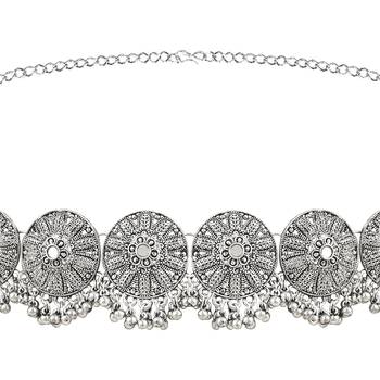 ethnic silver oxidised traditional embellished with ghungroo adjustable boho waist chain/kamarband 2
