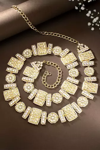 traditional ethnic kundan studded adjustable pearl kamarband/belly chain/kandora/wait belt for women