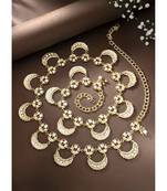 I jewels traditional ethnic kundan studded adjustable pearl kamarband/belly chain/kandora/wait belt for women