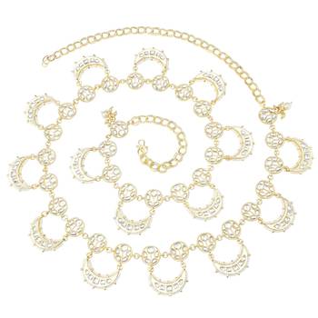 I jewels traditional ethnic kundan studded adjustable pearl kamarband/belly chain/kandora/wait belt for women 2