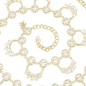 I jewels traditional ethnic kundan studded adjustable pearl kamarband/belly chain/kandora/wait belt for women 4