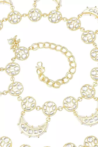 I jewels traditional ethnic kundan studded adjustable pearl kamarband/belly chain/kandora/wait belt for women