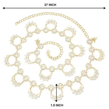 I jewels traditional ethnic kundan studded adjustable pearl kamarband/belly chain/kandora/wait belt for women 5