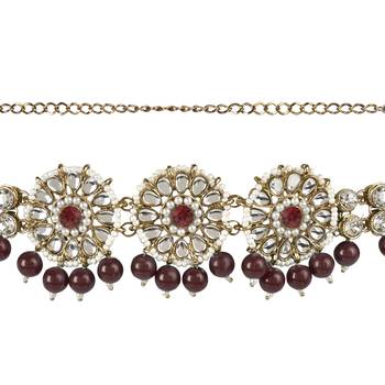 traditional ethnic white floral design kundan and stone adjustable pearl kamarband/kandora/wait belt 2