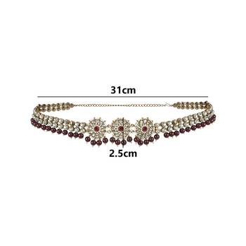 traditional ethnic white floral design kundan and stone adjustable pearl kamarband/kandora/wait belt 4