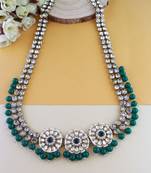 traditional ethnic white floral design kundan and stone adjustable pearl kamarband/kandora/wait belt for women