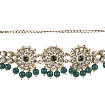 traditional ethnic white floral design kundan and stone adjustable pearl kamarband/kandora/wait belt for women 2