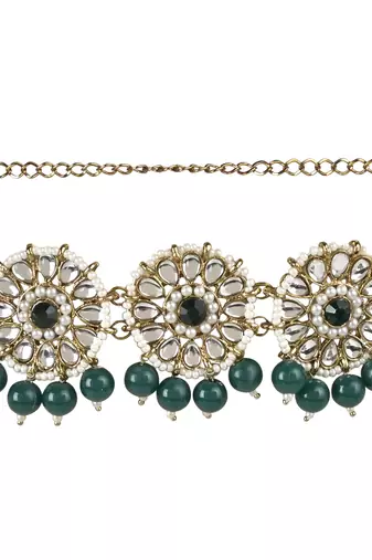 traditional ethnic white floral design kundan and stone adjustable pearl kamarband/kandora/wait belt for women