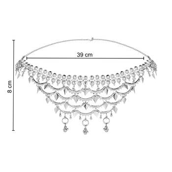 ethnic silver oxidised traditional adjustable boho waist chain/belly chain/kamarband for women 3