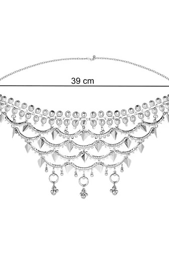 ethnic silver oxidised traditional adjustable boho waist chain/belly chain/kamarband for women