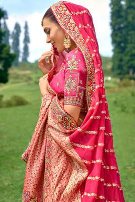 Rani Pink Silk Heavy Thread Embroidery Work Lehenga Choli 4