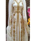 White Handcrafted Zari work Stitched Georgette Kaftan Party Dress