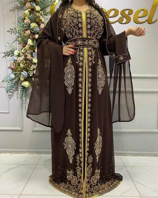Brown Nikah Embroidered Kaftan for Women 1