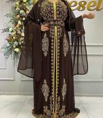 Brown Nikah Embroidered Kaftan for Women