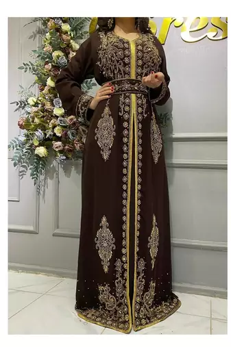 Brown Nikah Embroidered Kaftan for Women