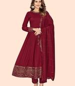 Curvy lane women maroon kurti pants with dupatta set