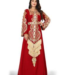 Maroon maxi designer moroccan kaftan arabic wedding stylish israeli embroidery takchita party wear wedding kaftan