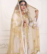 White unique wedding hand beaded long sleeve maxi arabic moroccan takchita kaftan