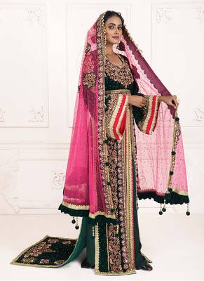 Dark green wedding moroccan kaftan islamic elegant dubai kaftan ladies long sleeve moroccan kaftan 1