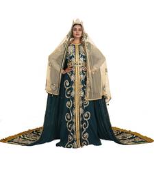 Bottle green good looking wedding hand beaded long sleeve maxi arabic moroccan islamic designer takchita kaftan