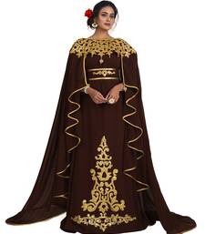 Brown and gold embroidery israeli dress islamic design kaftan takchita wedding party wear kaftan