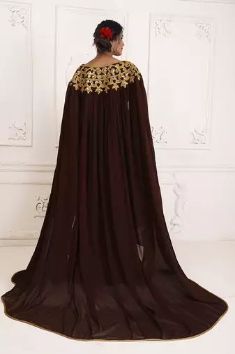 Brown and gold embroidery israeli dress islamic design kaftan takchita wedding party wear kaftan
