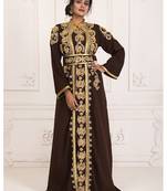 Brown and gold african moroccan style wedding takchita kaftan for womens