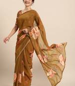 Women'S Georgrtte With Floral Printed Saree