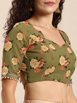 Women'S Georgrtte With Floral Printed Saree 4