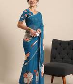 Women'S Georgrtte With Floral Printed Saree