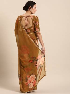 Women'S Georgrtte With Floral Printed Saree 2