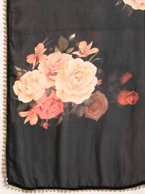 Black Georgette Multicolor Floral Printed Saree 5