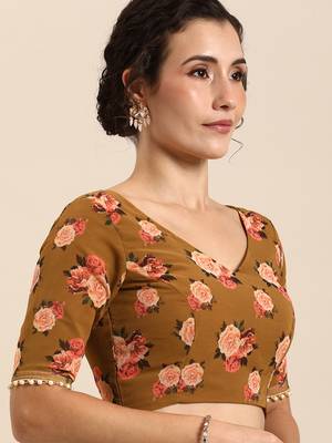 Women'S Georgrtte With Floral Printed Saree 4