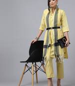 Anushil kurta pant set with dupatta - v-neck lurex checks, 3/4 sleeves, self-design pocket, cotton fabric