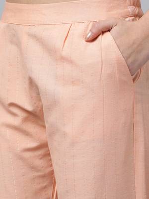 Anushil kurta pant set with dupatta - v-neck lurex checks, 3/4 sleeves, self-design pocket, cotton fabric 4