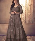 Brown Georgette Wedding Lehenga Kameez AM123D