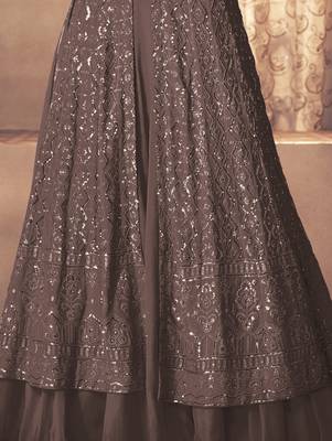 Brown Georgette Wedding Lehenga Kameez AM123D 3
