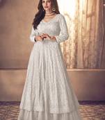 White Georgette Wedding Lehenga Kameez AM123E