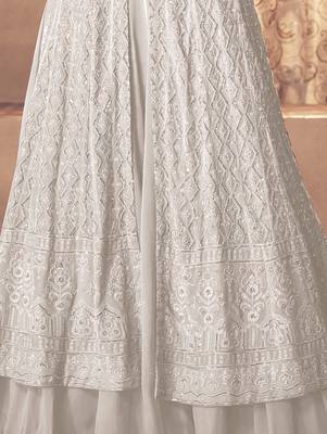 White Georgette Wedding Lehenga Kameez AM123E 3