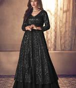 Black Georgette Wedding Lehenga Kameez AM123F