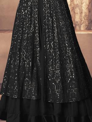 Black Georgette Wedding Lehenga Kameez AM123F 3