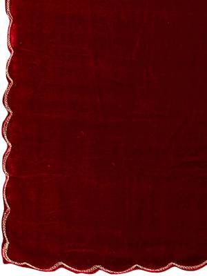 Maroon Plain Velvet Saree With Blouse 5