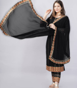 Rayon Printed & Embroidered Designer & Beautiful A-Line Kurti With pant & Dupatta Set