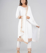 Rayon Printed & Embroidered Designer & Beautiful A Line Kurti With Pant & Dupatta Set